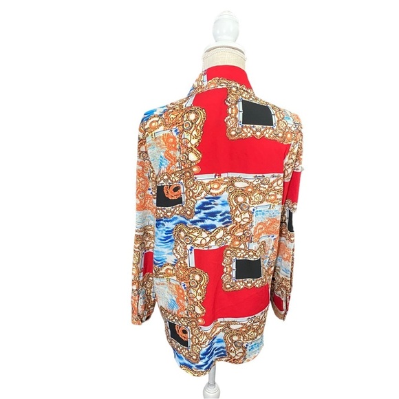 Christy & Co USA Made Women Multicolor Nautical Print Top Sz Sm Button Up NWOT - Picture 5 of 12